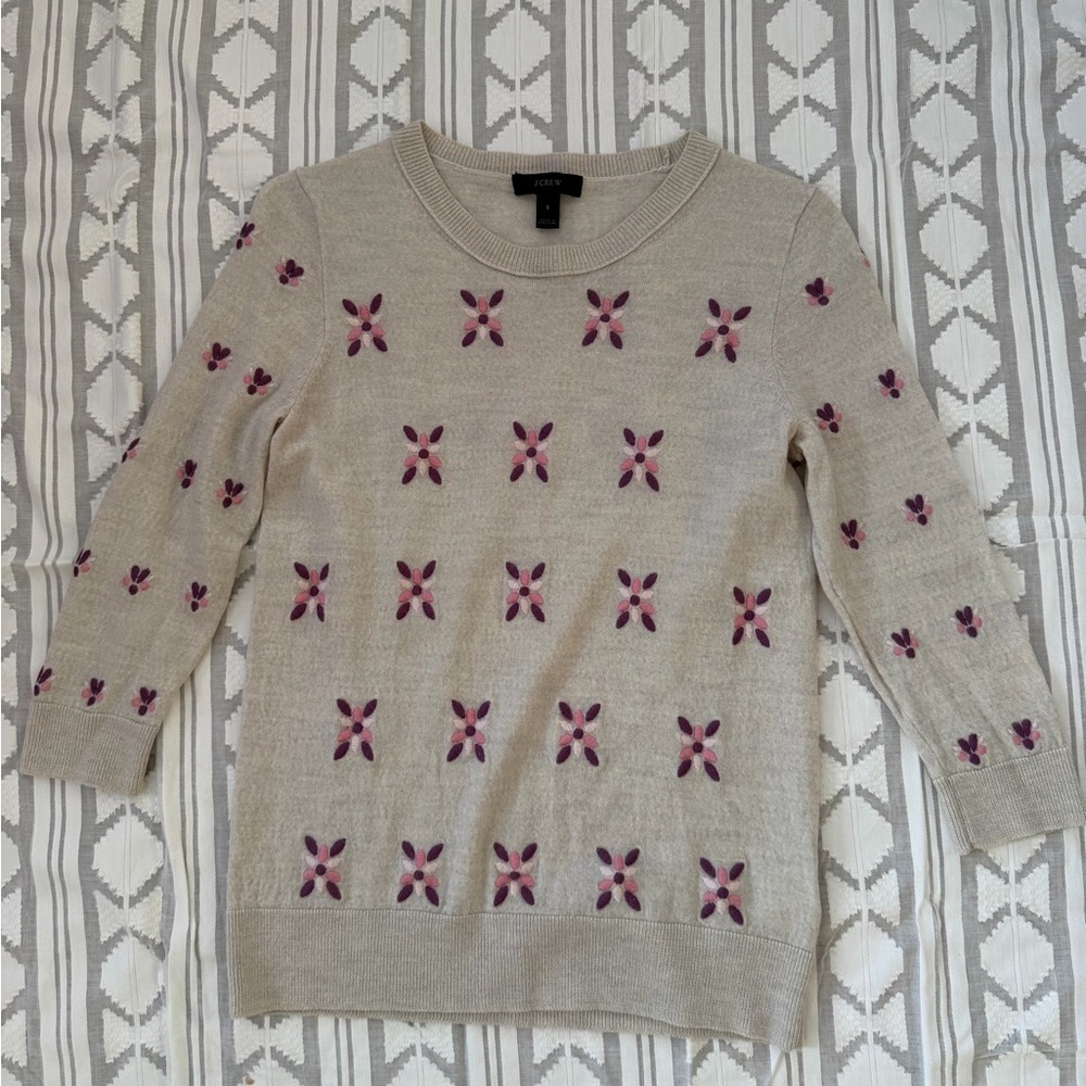 J.Crew Tippi embroidered merino wool sweater